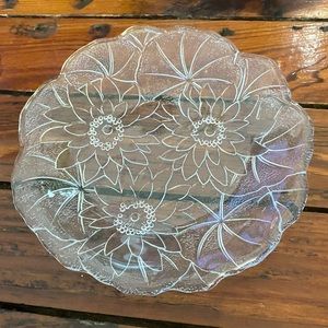 1930s Indiana Glass Lily Pons Floral Design 8" Clear Glass Salad Plates